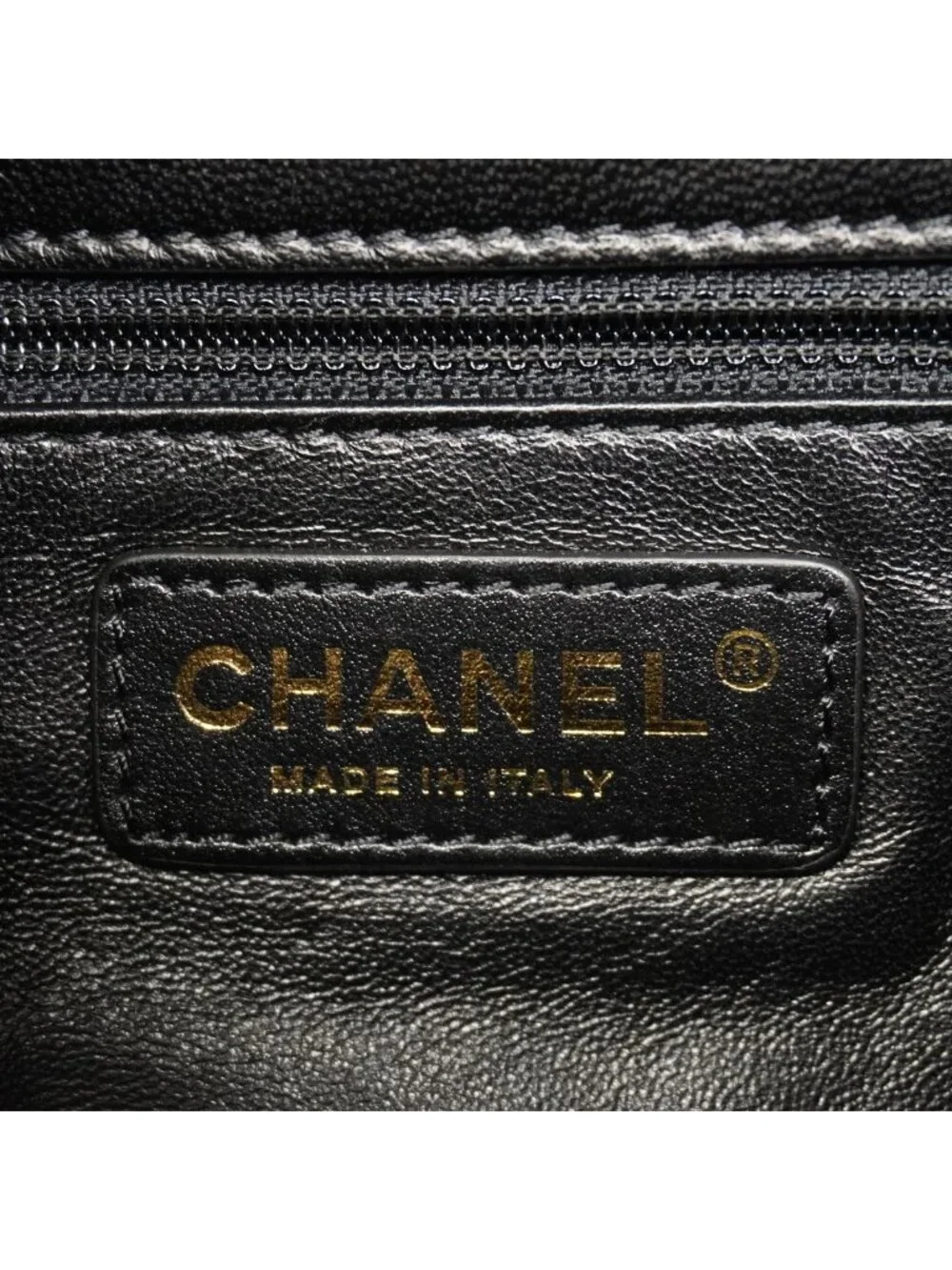 Chanel Handbag Quilted Lambskin Black Gold 2-Way Bag